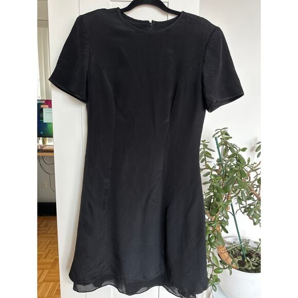 Kay Unger Women's Vintage Black 100% Silk Short Sleeve Shift Dress,Size 10,EUC - Picture 1 of 6